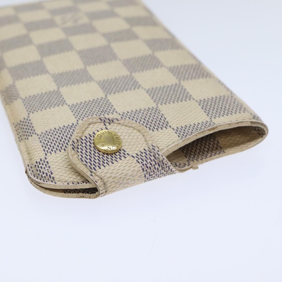 LOUIS VUITTON Damier Azur Etui Lunettes MM Glasses Case N60025 LV Auth 92900