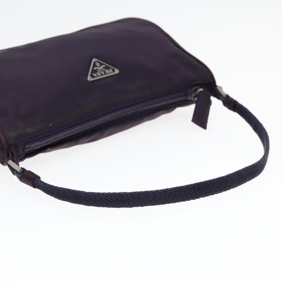 PRADA Accessory Pouch Nylon Purple Silver Auth 92908