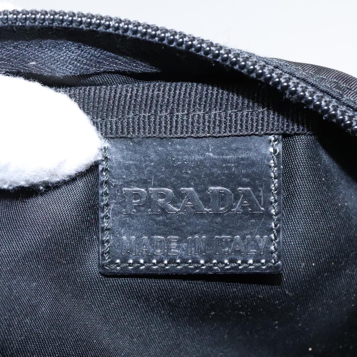 PRADA Pouch Nylon Black Silver Auth 92913