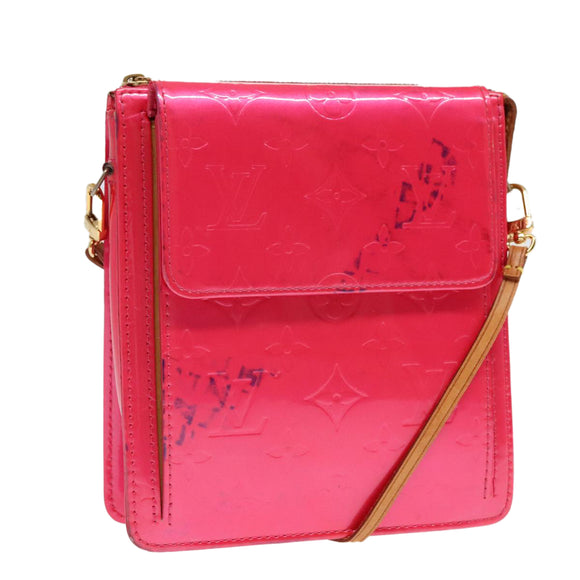 LOUIS VUITTON Monogram Vernis Motto Pouch Fuchsiapink M91225 LV Auth 92928