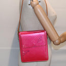 LOUIS VUITTON Monogram Vernis Motto Pouch Fuchsia Pink M91225 LV Auth 92928-21