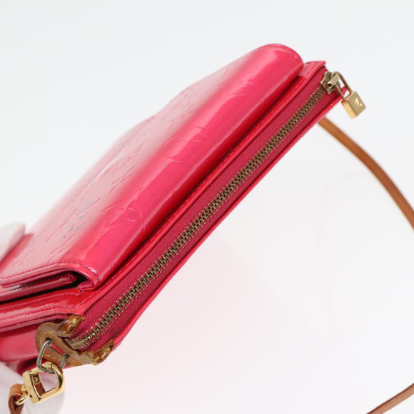 LOUIS VUITTON Monogram Vernis Motto Pouch Fuchsiapink M91225 LV Auth 92928