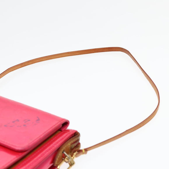 LOUIS VUITTON Monogram Vernis Motto Pouch Fuchsiapink M91225 LV Auth 92928
