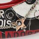 Christian Dior Shoulder Bag Leather Black Red Silver Auth 92933-9