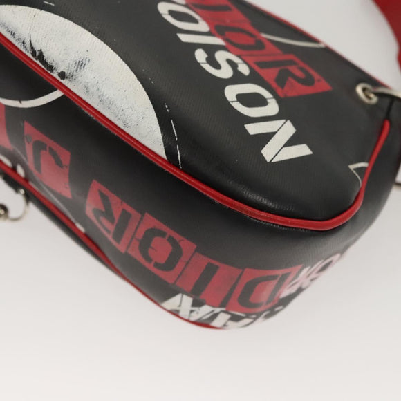 Christian Dior Shoulder Bag Leather Black Red Silver Auth 92933