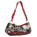 Christian Dior Shoulder Bag Leather Black Red Silver Auth 92933-1