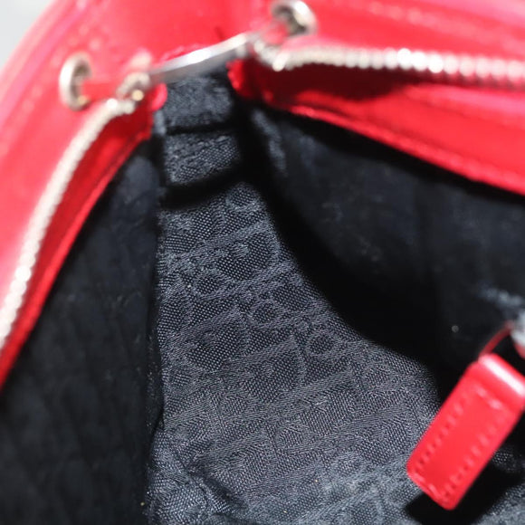 Christian Dior Shoulder Bag Leather Black Red Silver Auth 92933