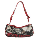 Christian Dior Shoulder Bag Leather Black Red Silver Auth 92933-13