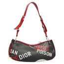 Christian Dior Shoulder Bag Leather Black Red Silver Auth 92933-2