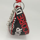 Christian Dior Shoulder Bag Leather Black Red Silver Auth 92933-3