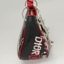 Christian Dior Shoulder Bag Leather Black Red Silver Auth 92933-5