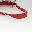 Christian Dior Shoulder Bag Leather Black Red Silver Auth 92933-7