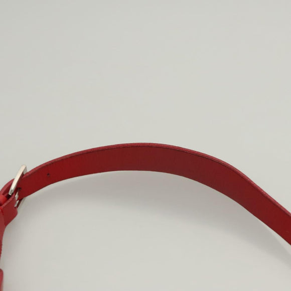 Christian Dior Shoulder Bag Leather Black Red Silver Auth 92933