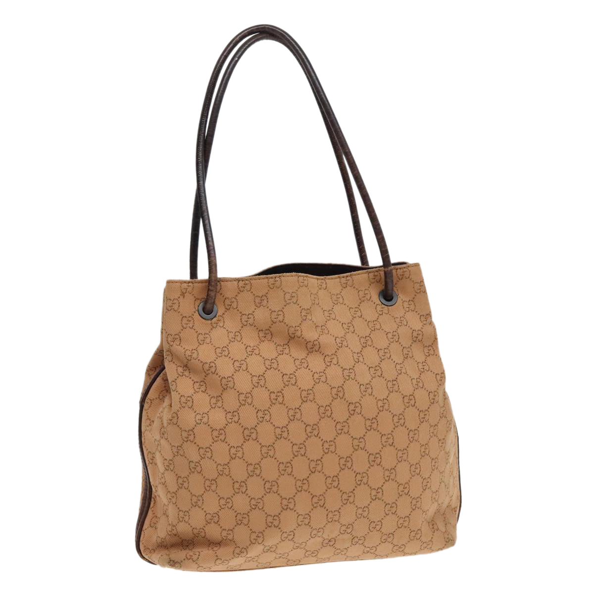 GUCCI GG Canvas Shoulder Bag Brown Silver 101341 Auth 92960