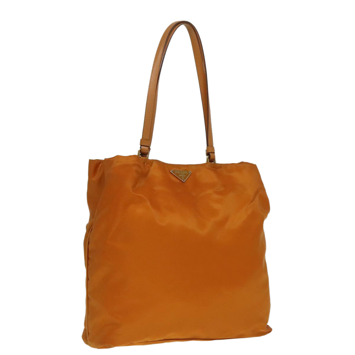 PRADA Tote Bag Nylon Orange Gold Auth 92969