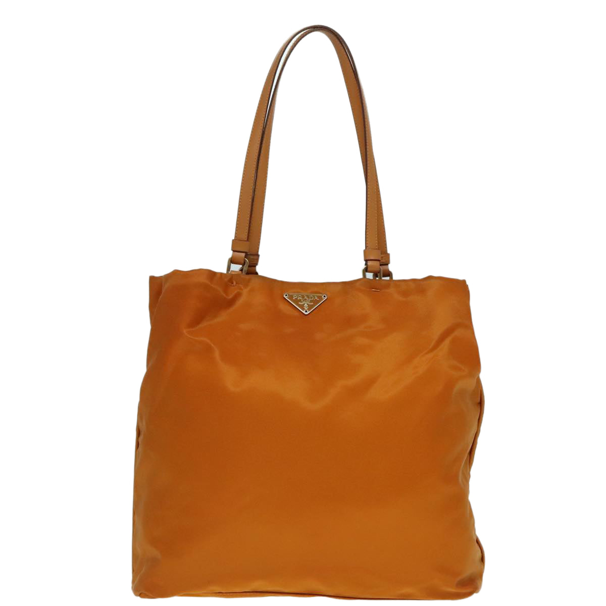 PRADA Tote Bag Nylon Orange Gold Auth 92969