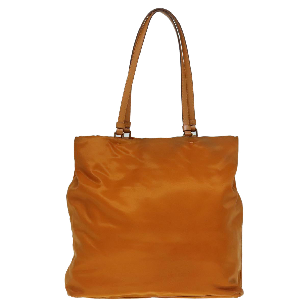 PRADA Tote Bag Nylon Orange Gold Auth 92969 - 0