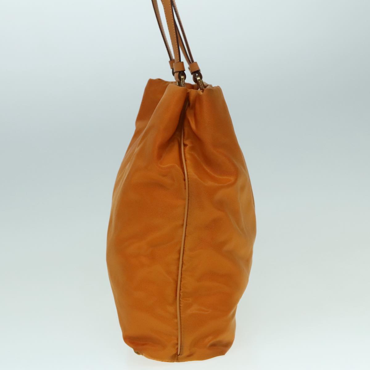 PRADA Tote Bag Nylon Orange Gold Auth 92969