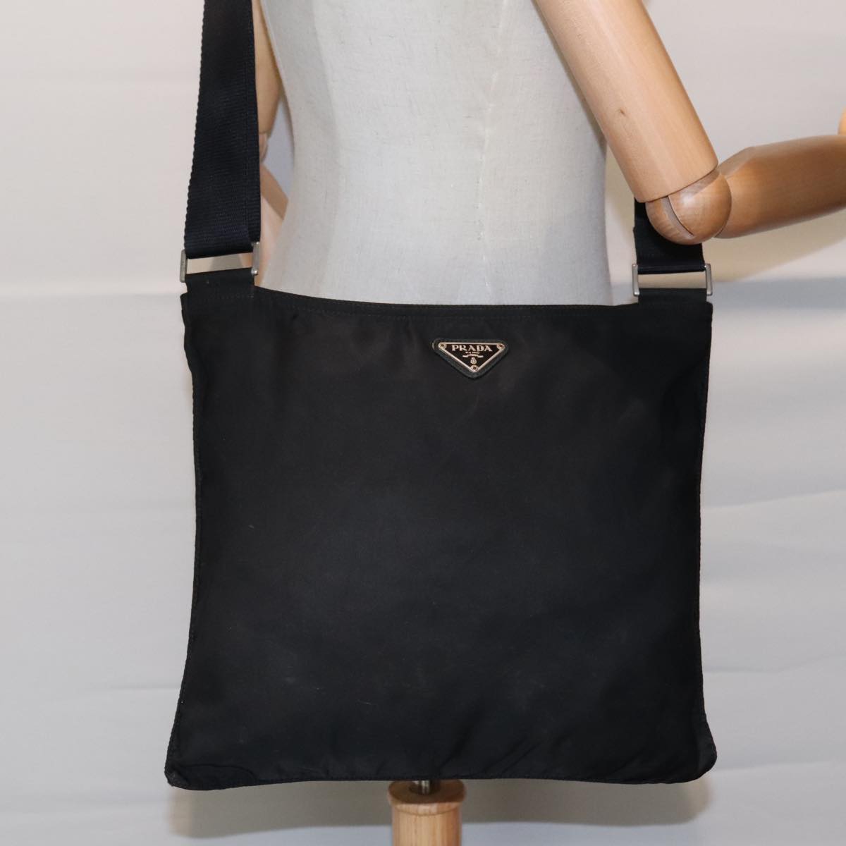 PRADA Shoulder Bag Nylon Black Auth 92970