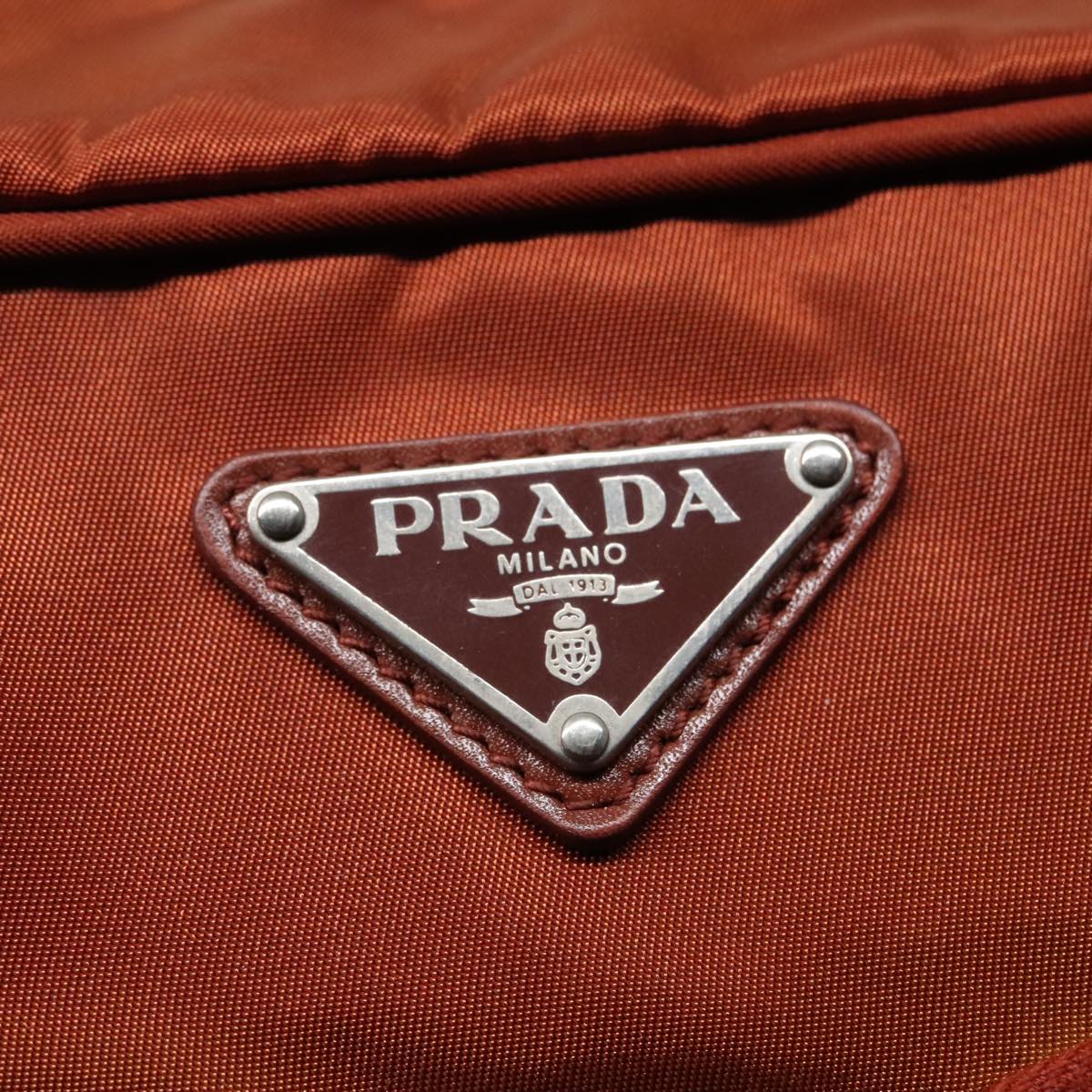 PRADA Shoulder Bag Nylon Red Silver Auth 92971