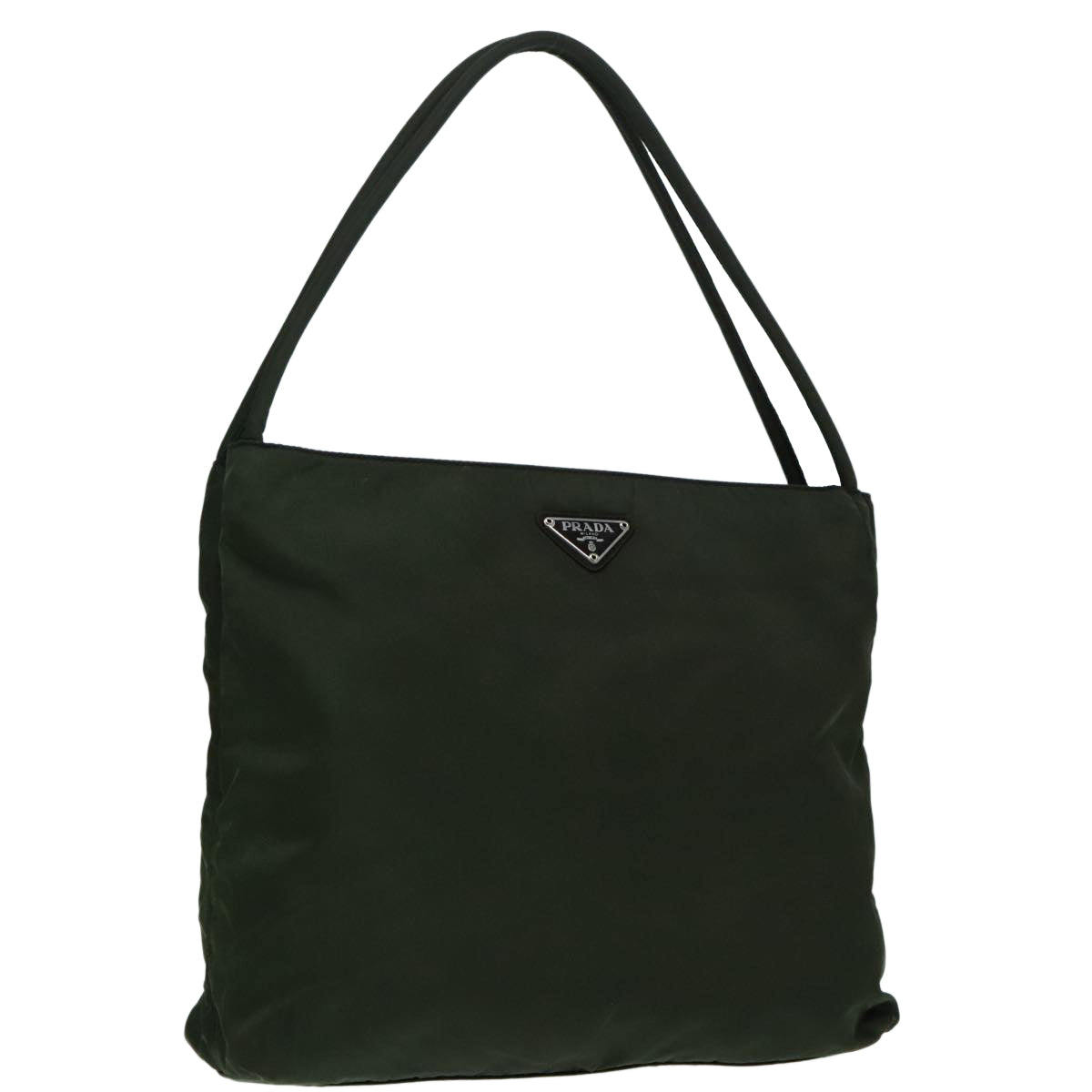 PRADA Tote Bag Nylon Green Silver Auth 92972