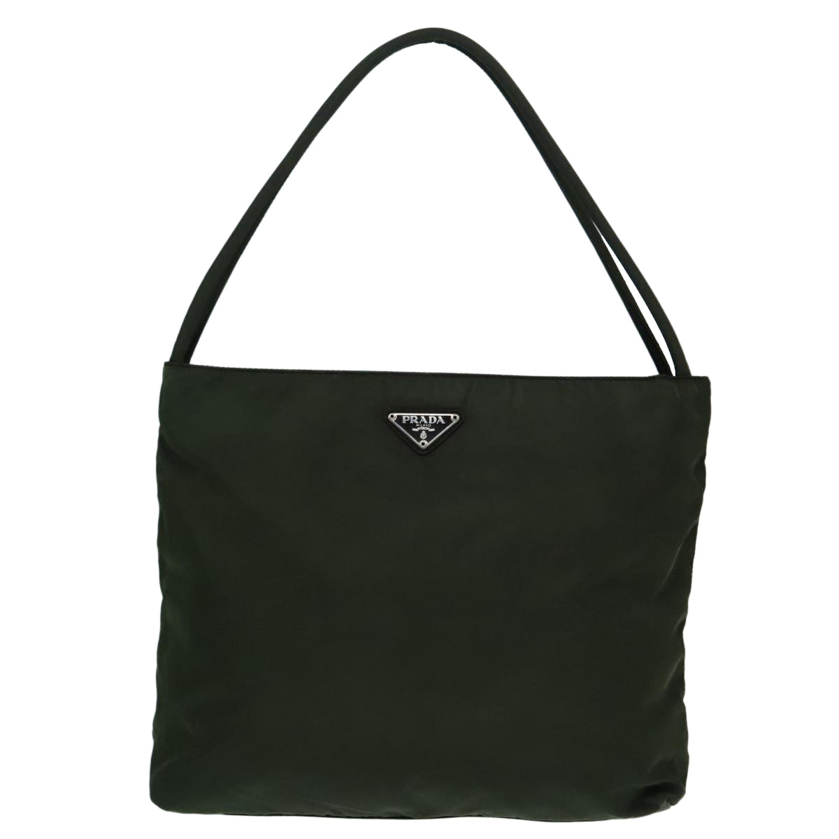 PRADA Tote Bag Nylon Green Silver Auth 92972