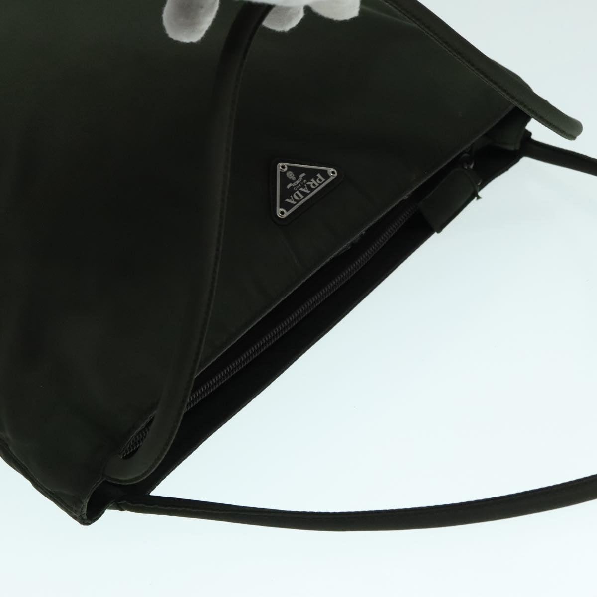 PRADA Tote Bag Nylon Green Silver Auth 92972