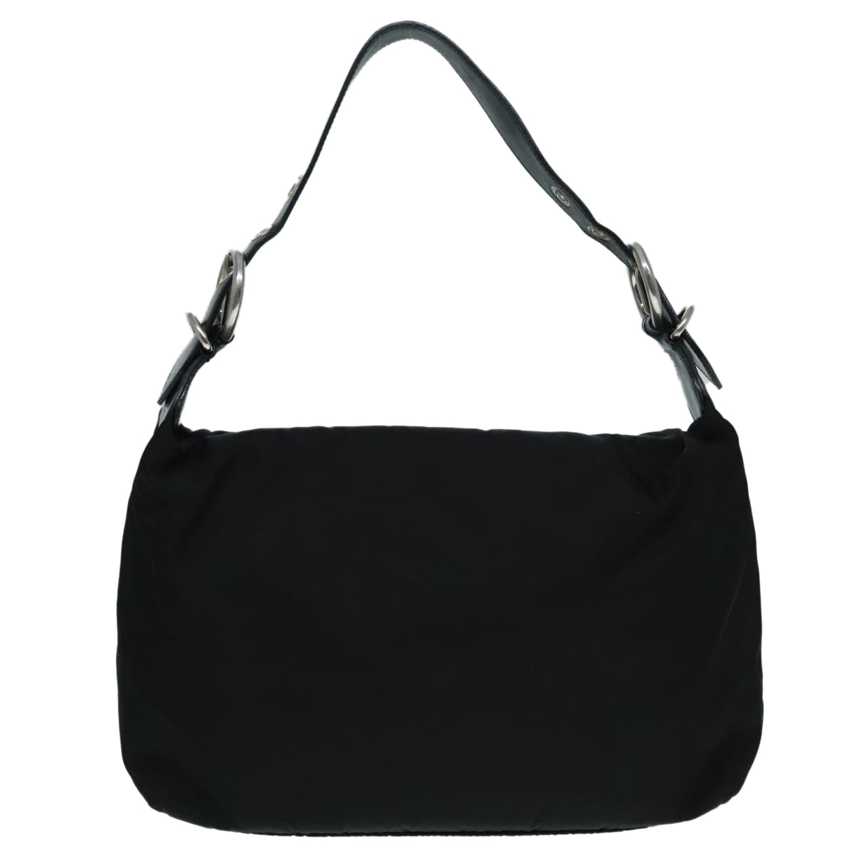 PRADA Hand Bag Nylon Black Silver Auth 92975 - 0