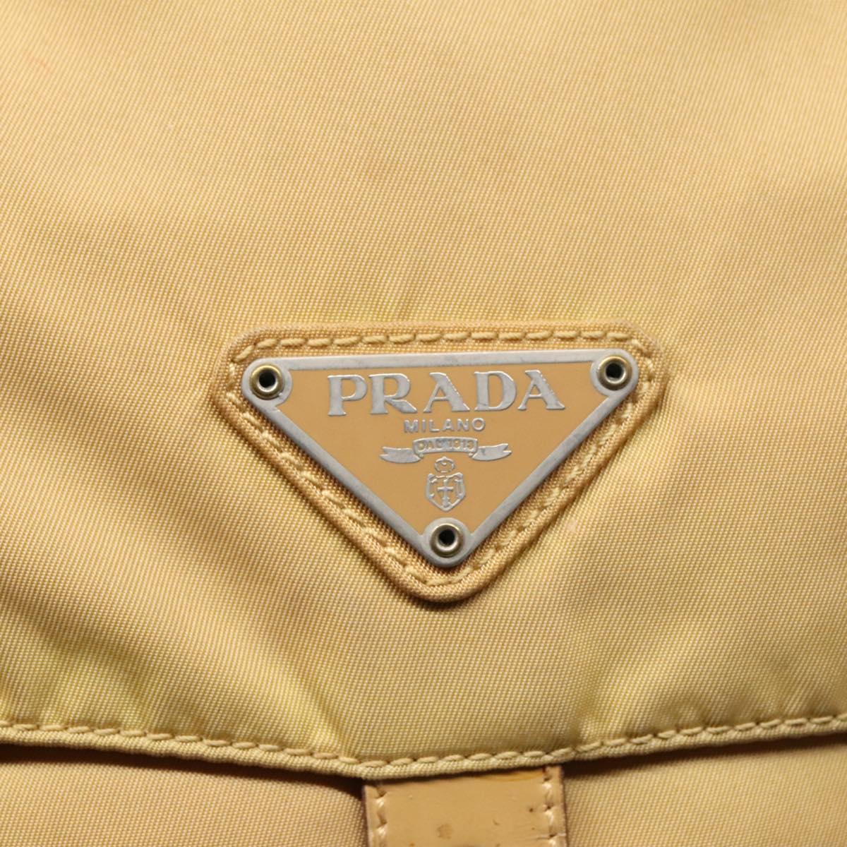 PRADA Shoulder Bag Nylon Yellow Silver Auth 92976