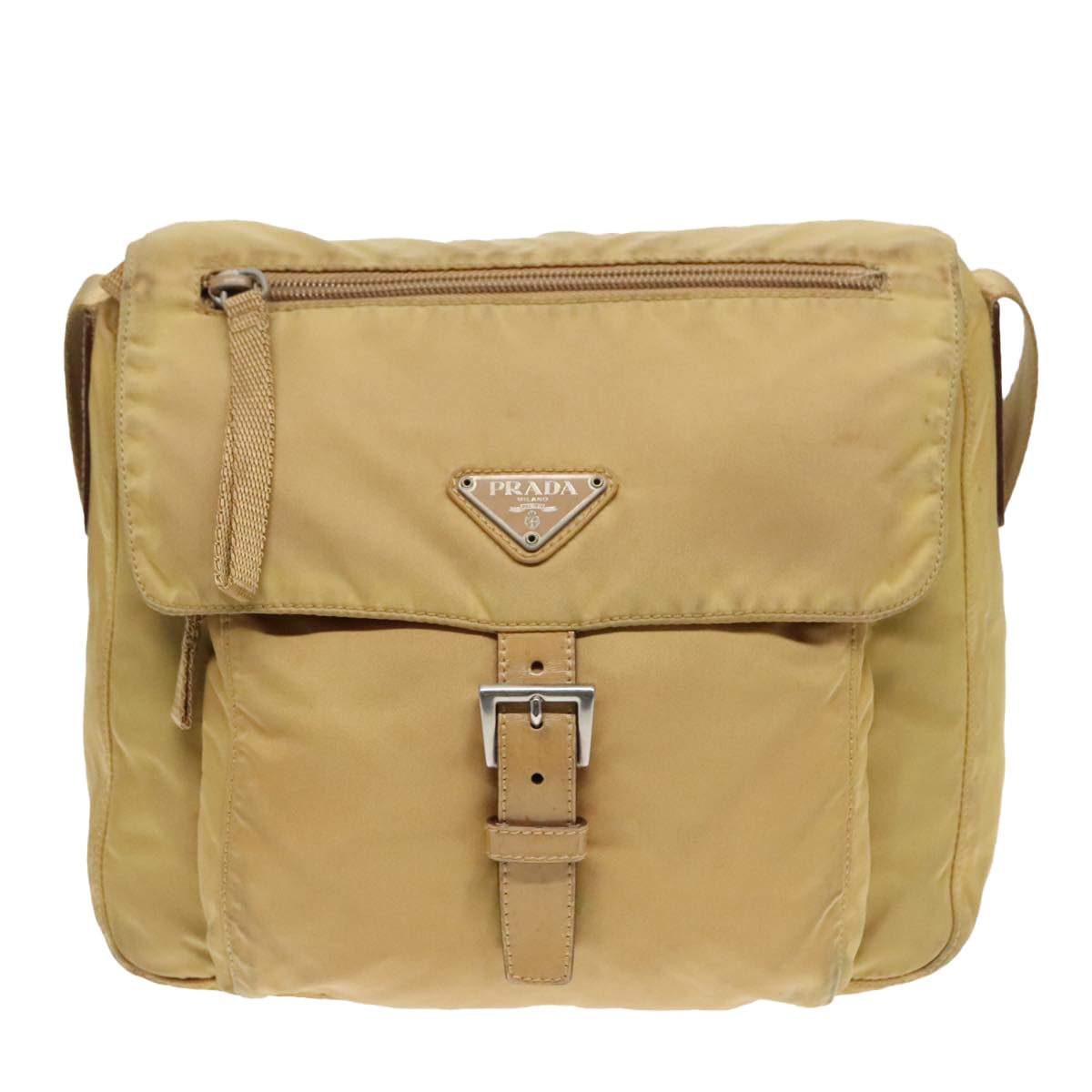 PRADA Shoulder Bag Nylon Yellow Silver Auth 92976