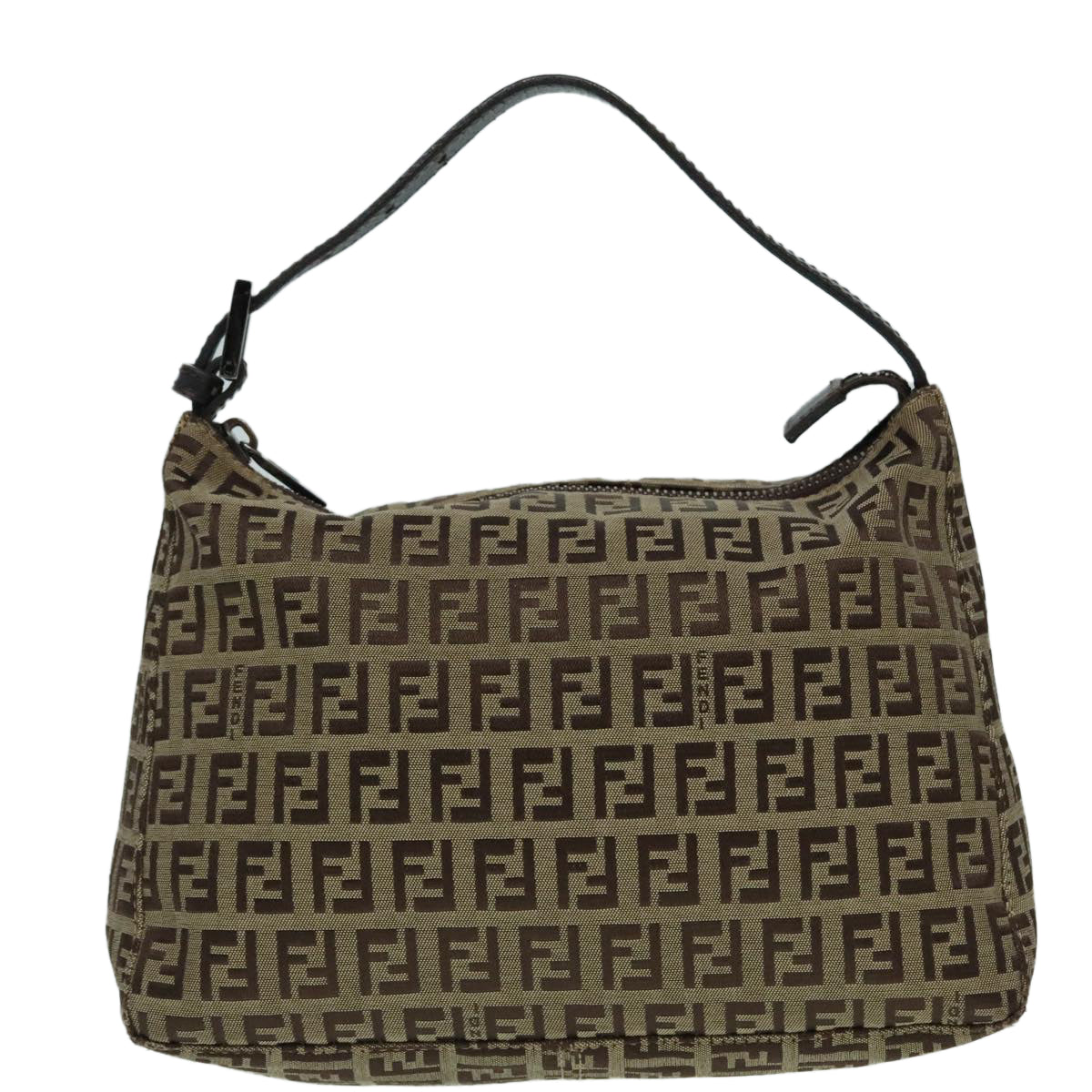 FENDI Zucchino Canvas Hand Bag Beige Brown Auth 92979