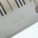 BURBERRY Rope handle Hand Bag Canvas Leather White Blue Silver Auth 92982-17