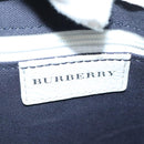 BURBERRY Rope handle Hand Bag Canvas Leather White Blue Silver Auth 92982-10