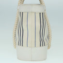 BURBERRY Rope handle Hand Bag Canvas Leather White Blue Silver Auth 92982-3