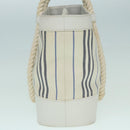 BURBERRY Rope handle Hand Bag Canvas Leather White Blue Silver Auth 92982-4