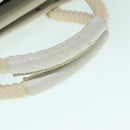 BURBERRY Rope handle Hand Bag Canvas Leather White Blue Silver Auth 92982-7