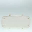 BURBERRY Rope handle Hand Bag Canvas Leather White Blue Silver Auth 92982-5