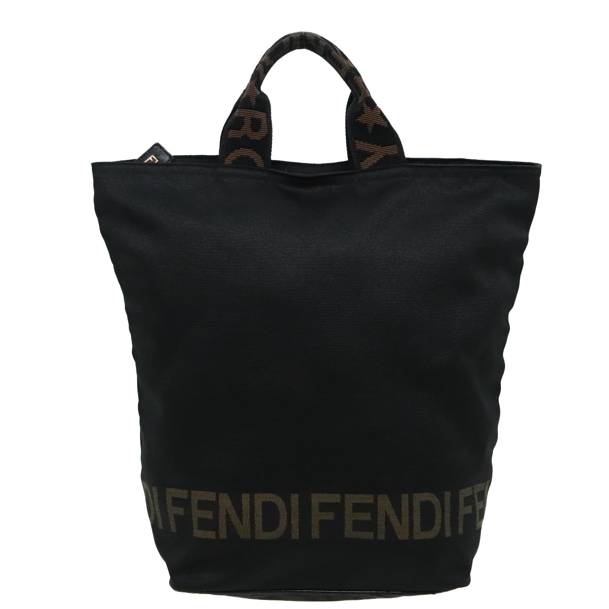 FENDI Hand Bag Nylon Black Auth 92994