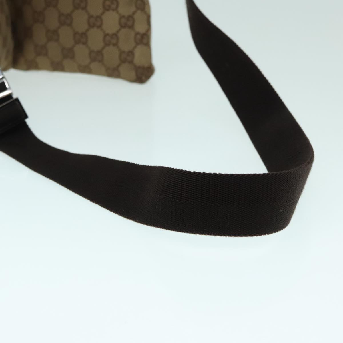 GUCCI GG Canvas Waist Bag Beige Brown Silver 28566 Auth 93030