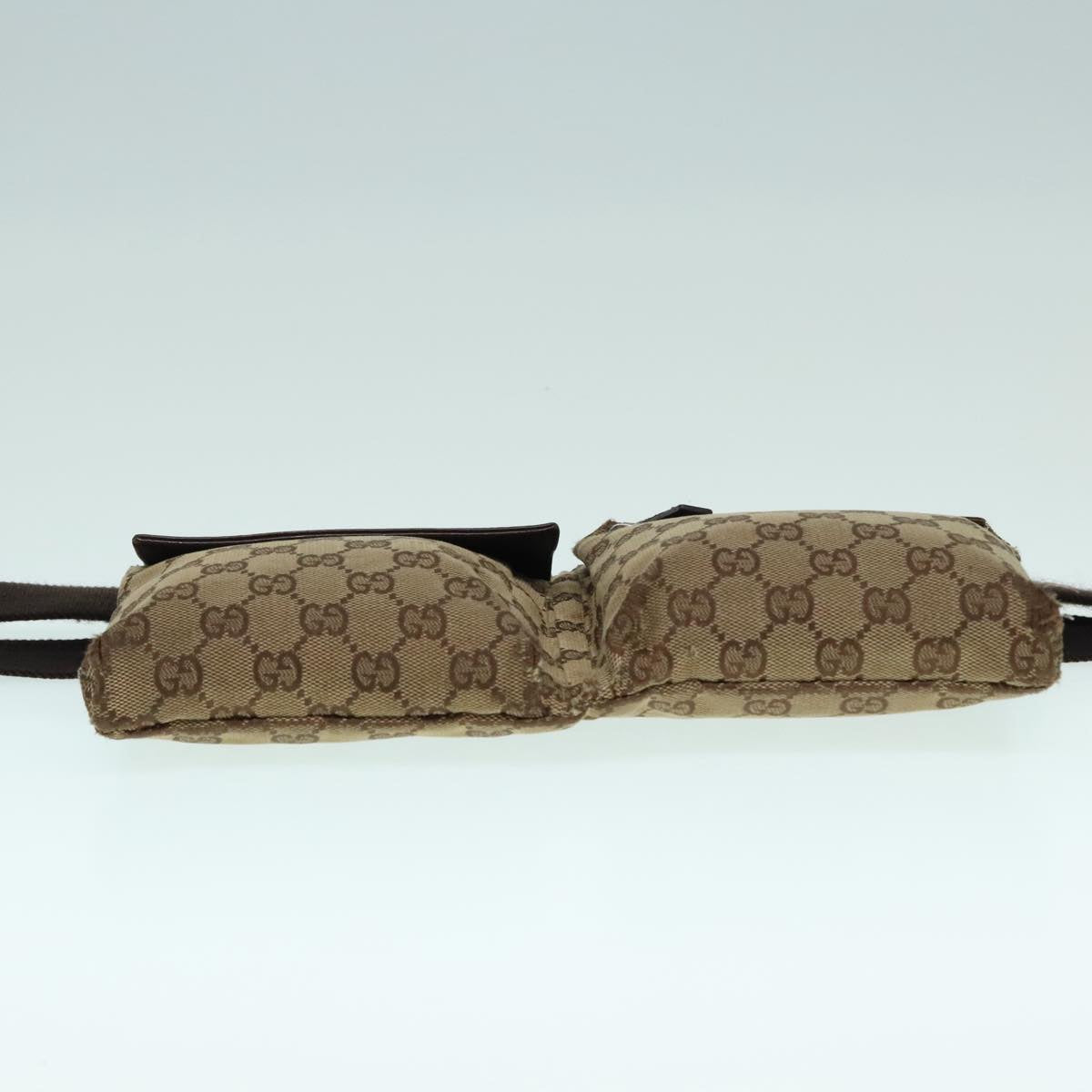 GUCCI GG Canvas Waist Bag Beige Brown Silver 28566 Auth 93030