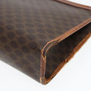 CELINE Macadam Canvas Clutch Bag PVC Leather Brown Gold Auth 93034-15