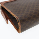 CELINE Macadam Canvas Clutch Bag PVC Leather Brown Gold Auth 93034-16