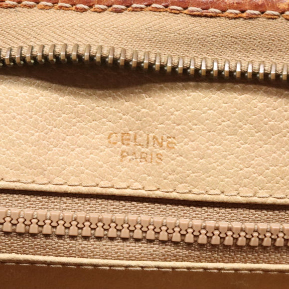 CELINE Macadam Canvas Clutch Bag PVC Leather Brown Gold Auth 93034