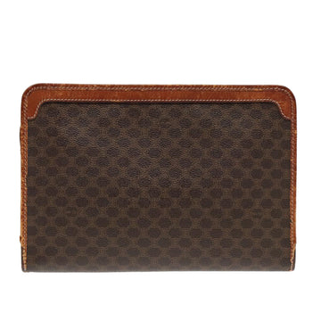 CELINE Macadam Canvas Clutch Bag PVC Leather Brown Gold Auth 93034 - 0