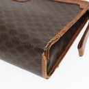 CELINE Macadam Canvas Clutch Bag PVC Leather Brown Gold Auth 93034-7