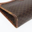CELINE Macadam Canvas Clutch Bag PVC Leather Brown Gold Auth 93034-14