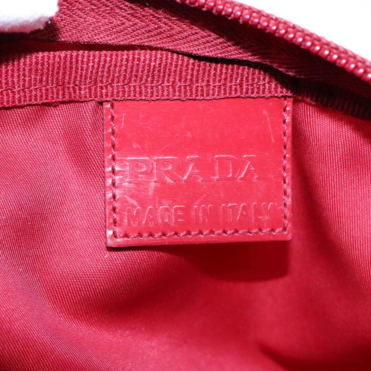 PRADA Pouch Nylon Red Silver Auth 93043