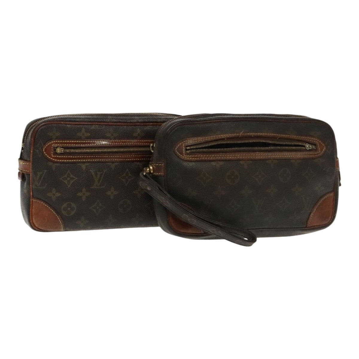 LOUIS VUITTON Monogram Marly Dragonne GM Clutch Bag 2Set M51825 LV Auth 93050