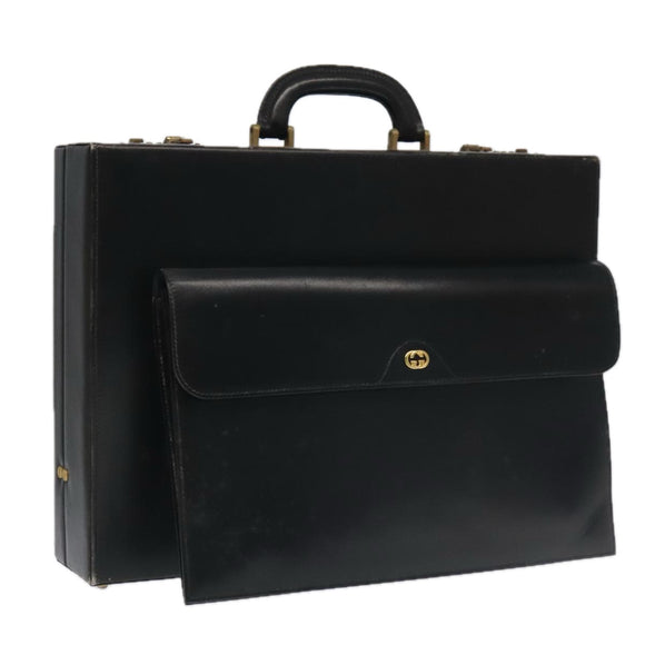 GUCCI Business Bag Leather Black Auth 93060