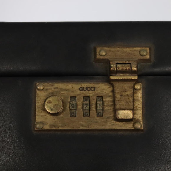 GUCCI Business Bag Leather Black Auth 93060